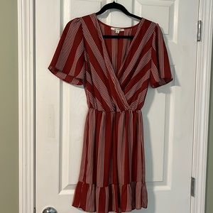 Beautiful Red/White Striped mini dress